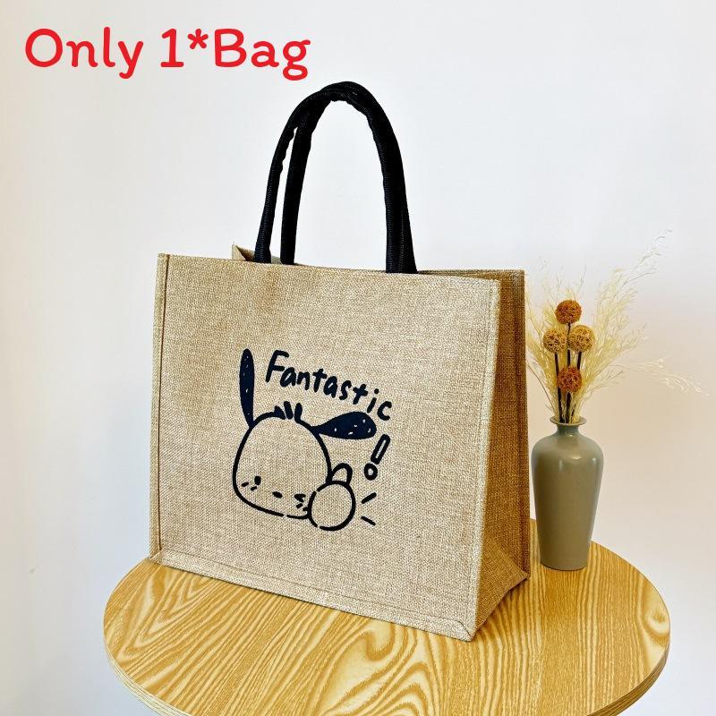 Snoopy Mickey Pattern Tote Bag With Cotton Linen Material For Daily Use And Trendy Casual Style