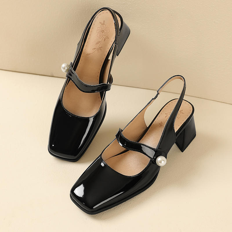 Women's high-heeled sandals spring and summer new simple and comfortable thick heel large size light mouth bag head sandals