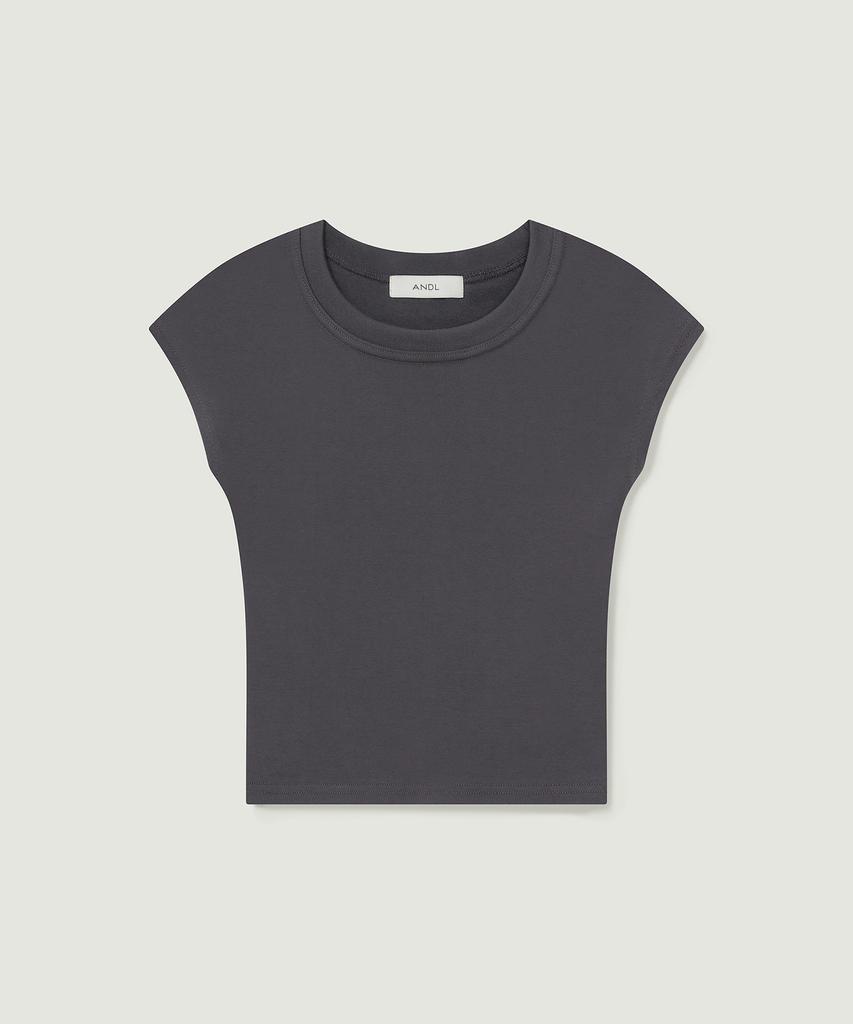 Aendeuel Cap Sleeve Slim T-Shirt - Charcoal