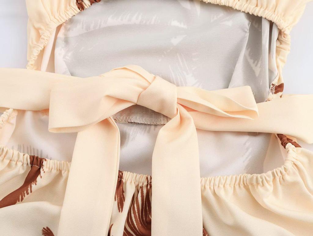 2025 Spring Women's European/American Style Coconut Tree Print Halter Dress