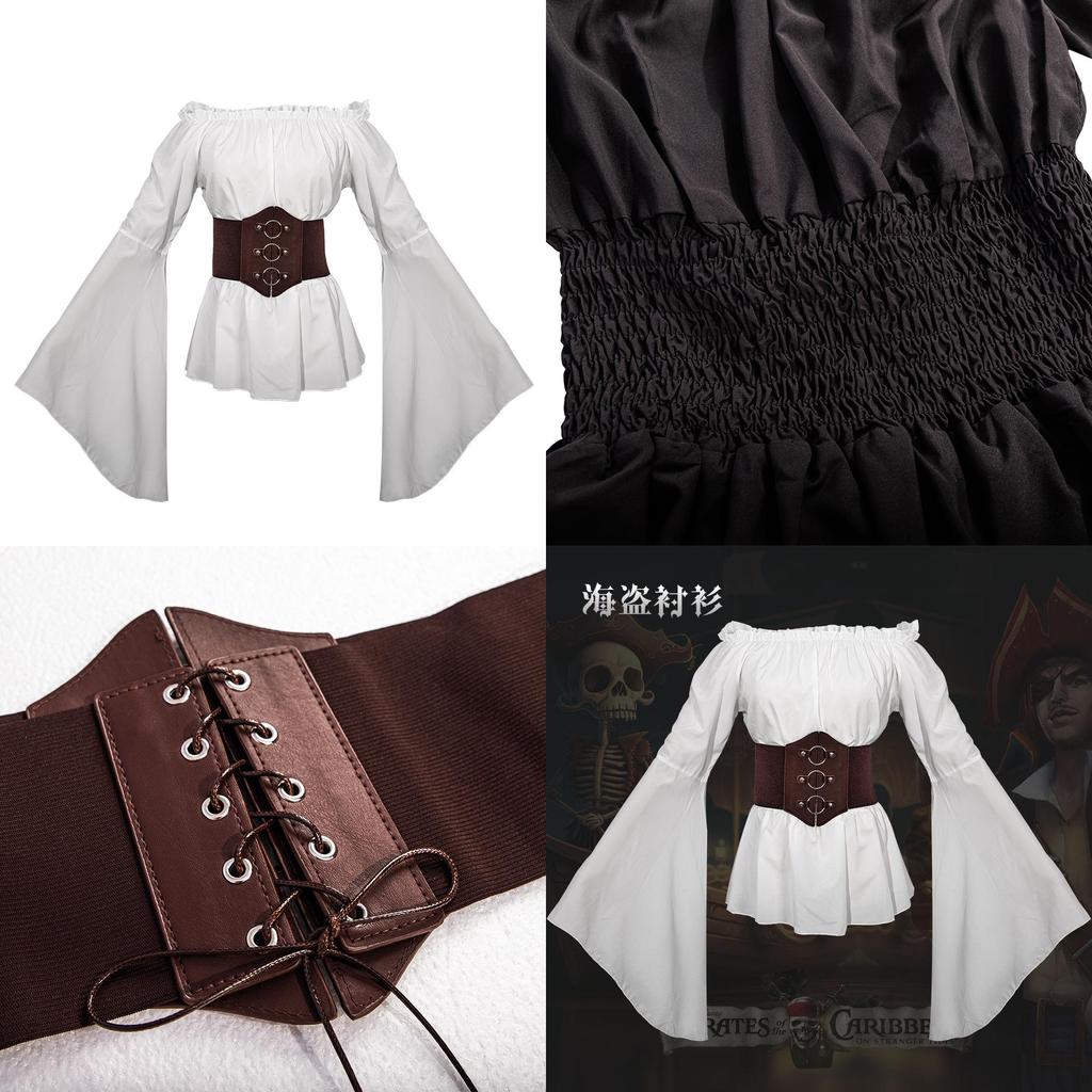 Chemise Longue Pirate Renaissance pour Femme Mangguo Costume Cosplay Vintage