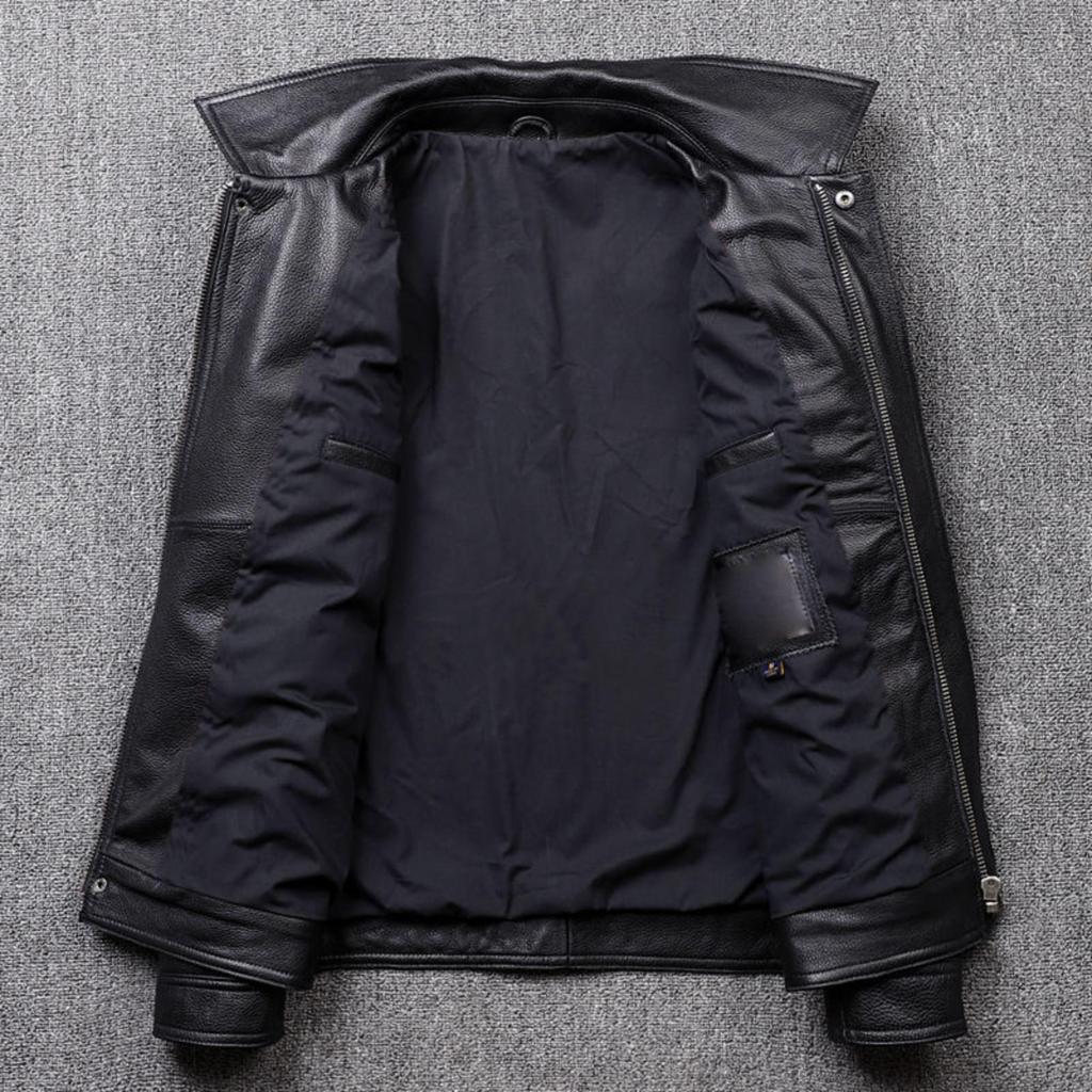 Men's Leather Short Lapel Leather Jacket Slim Fit Coat