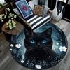 Magical Black Cat Round Area Rug,Carpet Rug for Living Room Bedroom Sofa Playroom Decor,Non-slip Floor Mat