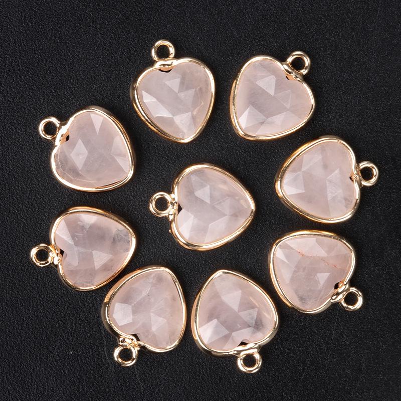 11mm Heart Cut Semi-Precious Stone Bread Edge Pendant for DIY Jewelry