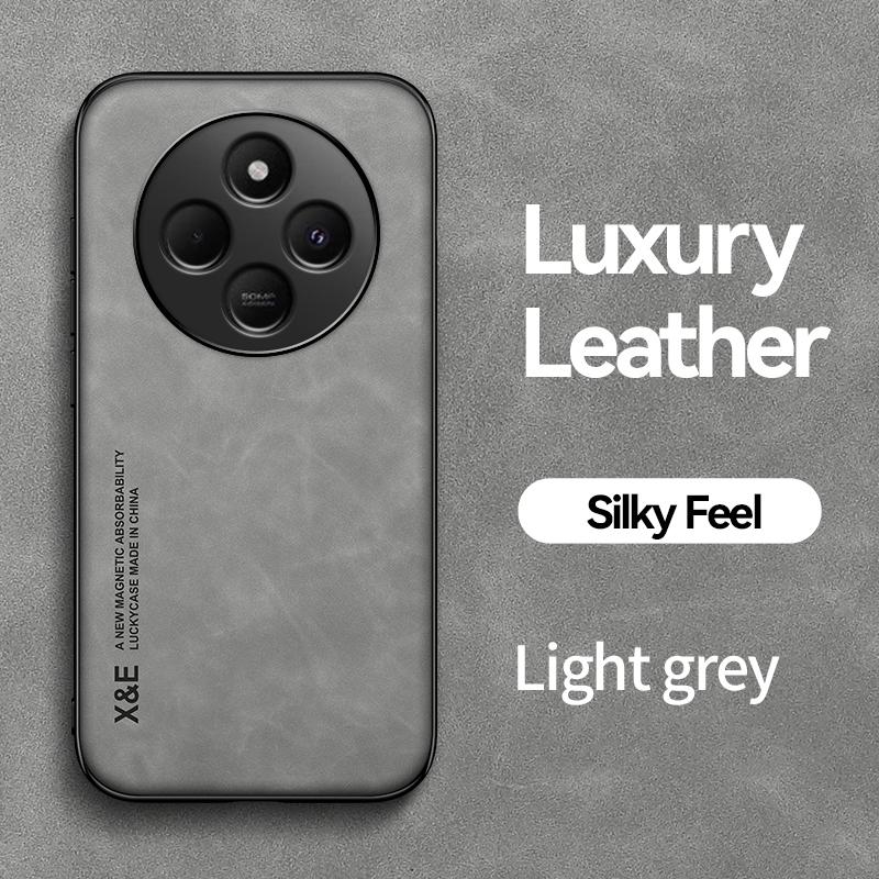 

KEYSION Роскошный ретро-чехол из искусственной кожи для Xiaomi POCO C75 Мягкий силиконовый + противоударный чехол для телефона из ПК для Xiaomi POCO C75 for POCO C75 светло-серый