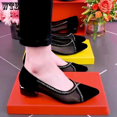 Chaussures en cuir ajouré pour femmes, chaussures pointues à talons bas, bouche peu profonde, semelles souples, antidérapantes, respirantes