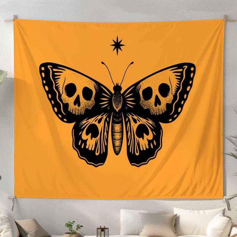 Gothic Skull Butterfly tapestry 75x100 чёрный