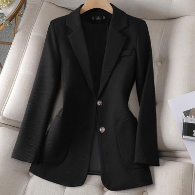 Women's Elegant Solid Blazer - Korean-Style, Single-Breasted for Spring & Autumn Commuter Casual Wear