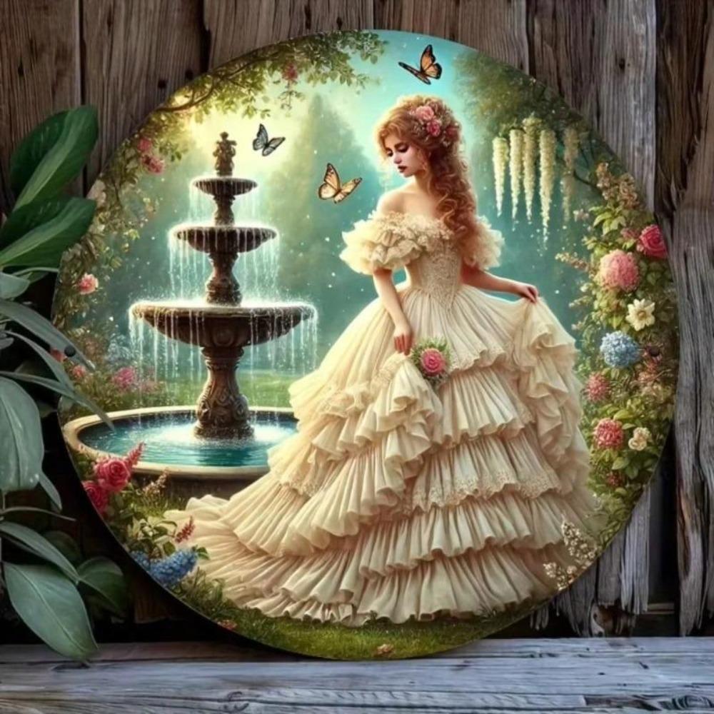 Iron Wall Art Vintage Garden Ladies Metal Decor for Home Terrace Cafe