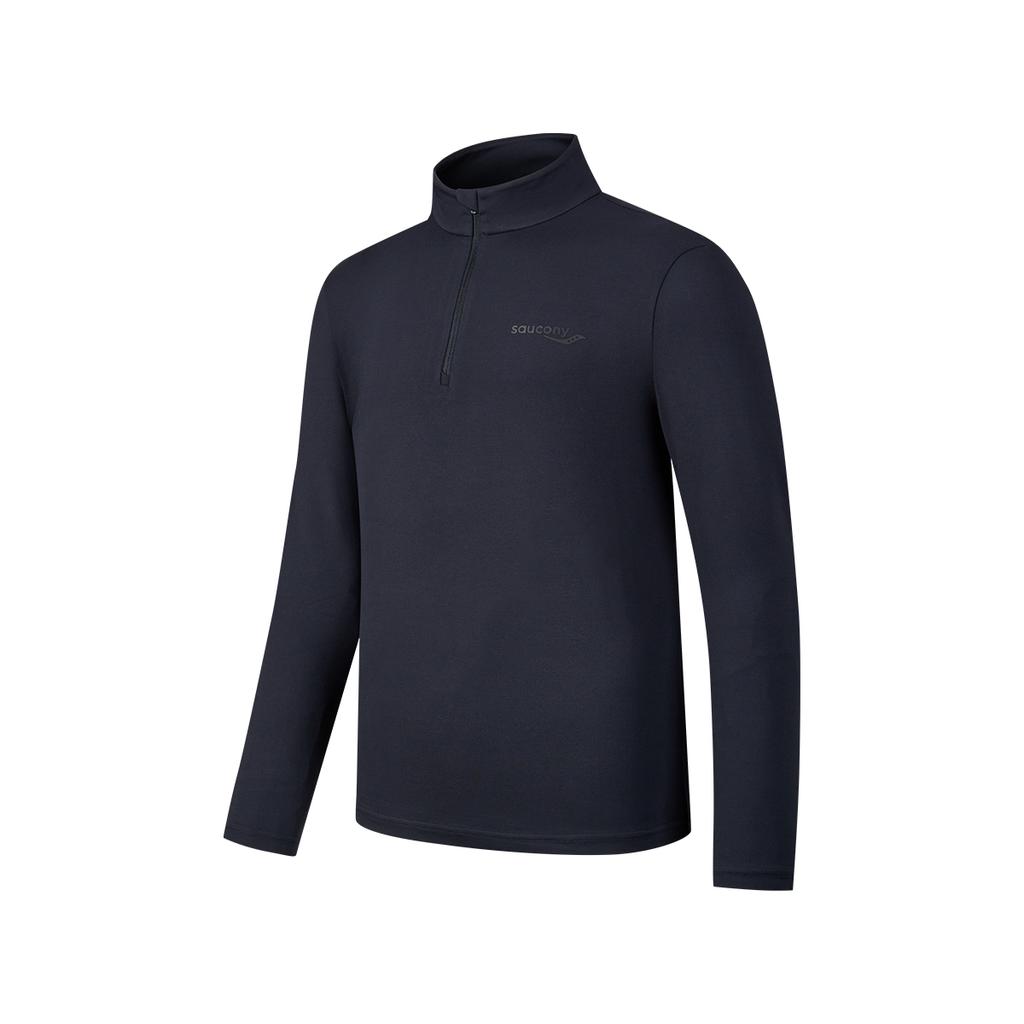 Saucony Stand Collar Long Sleeve Solid T-Shirt Men Tops Black SC2240129B-BK01