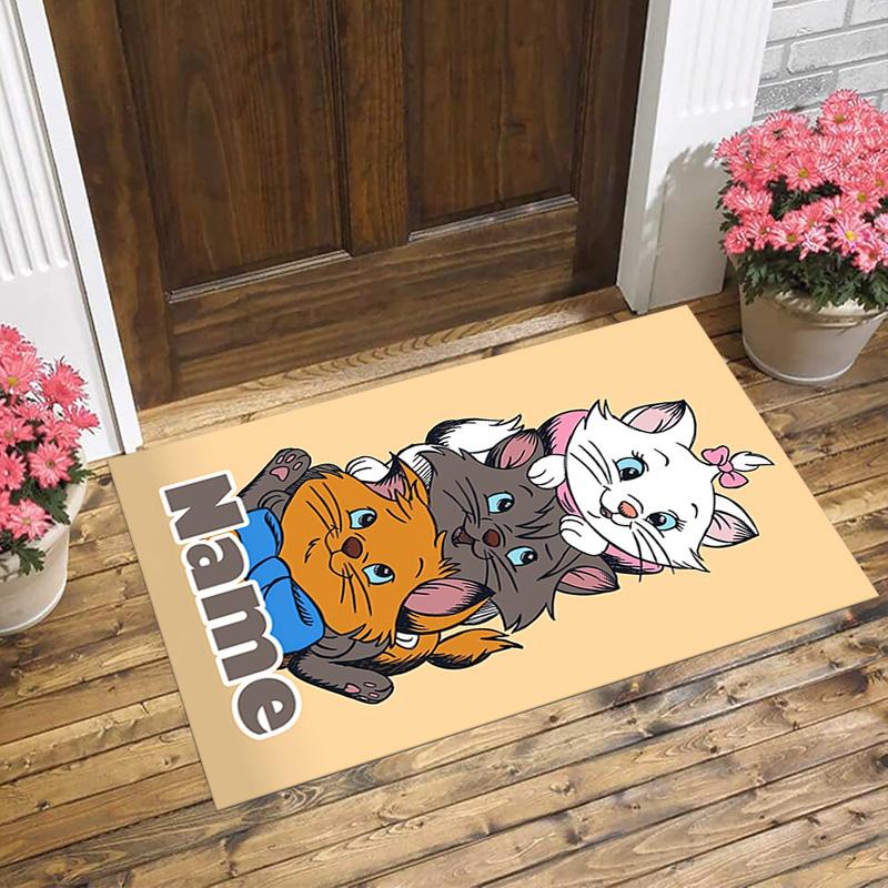 Personalized Name Cat Love Living Room Non-Slip Area Rug Soft Carpet for Bedroom Kids Playroom Sofa Office Home Decor Doormat