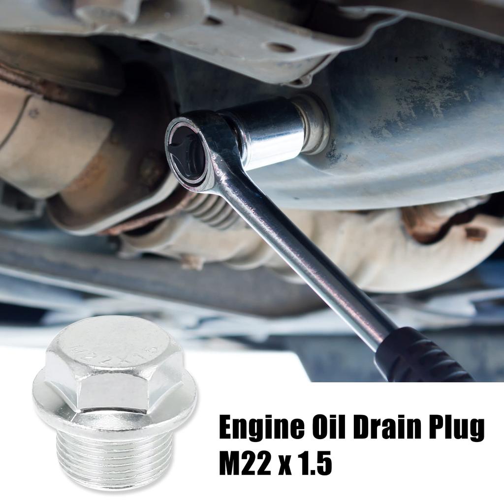 X AUTOHAUX Engine Oil Drain Plug Screw Silver Tone with