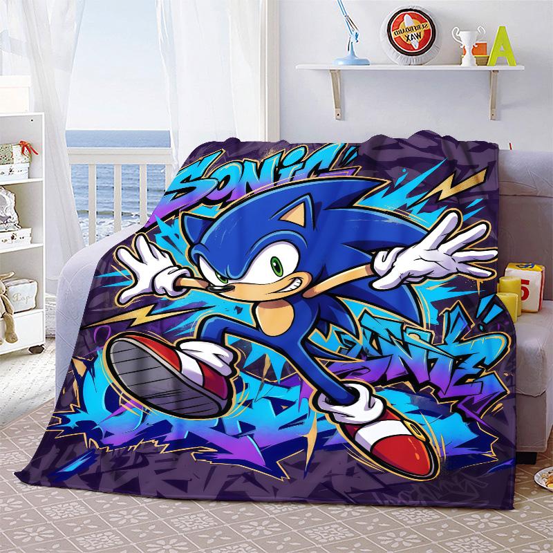Sonic Anime Flannel Blanket Soft Cozy Warm Throw Lightweight Blanket for Bed Sofa Home -QJY