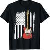 Lets Rock Rock N Roll Guitar Retro USA Flag Music Women Girls Kids Men T-Shirt