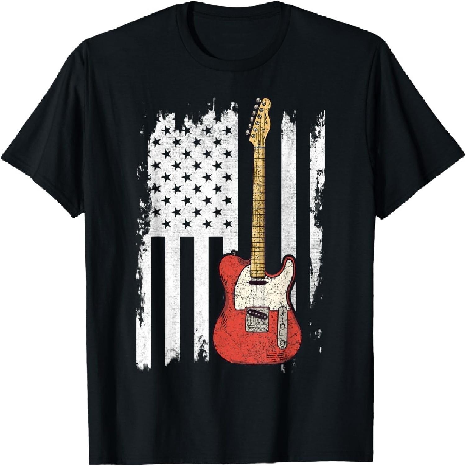 

Lets Rock Rock n Roll Guitar Retro USA Flag Music Women Girls Kids Men T-Shirt XXXXXL різнокольоровий