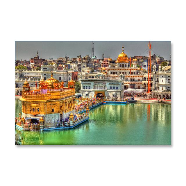Sikh-Ölgemälde, goldener Tempel, Amritsar-Posterwand, indische heilige Wohnzimmerdekoration