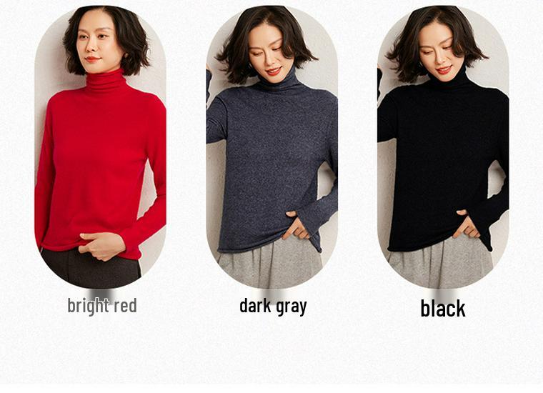 Women's High Neck Cashmere Sweater - Autumn/Winter, Comfortable, Loose, Versatile Knit Pullover.