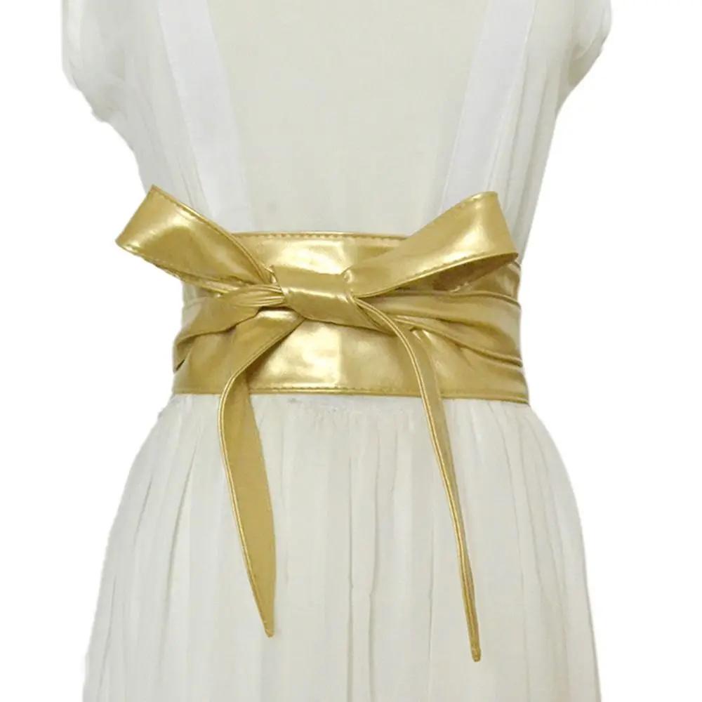 Luxury Slim Fit Simple Wrap Bowknot Leather Belt Ladies Dress Cummerbands Wide Waist Band Corset Waistband