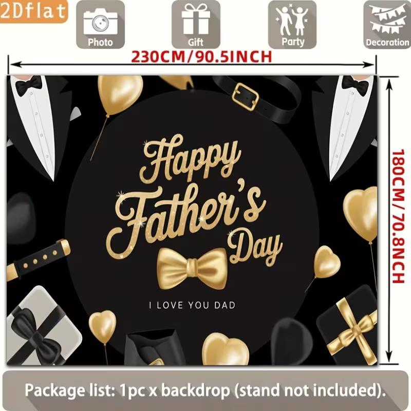2D Happy Father's Day Backdrop Black Gold Tuxedo Photography Background Banner