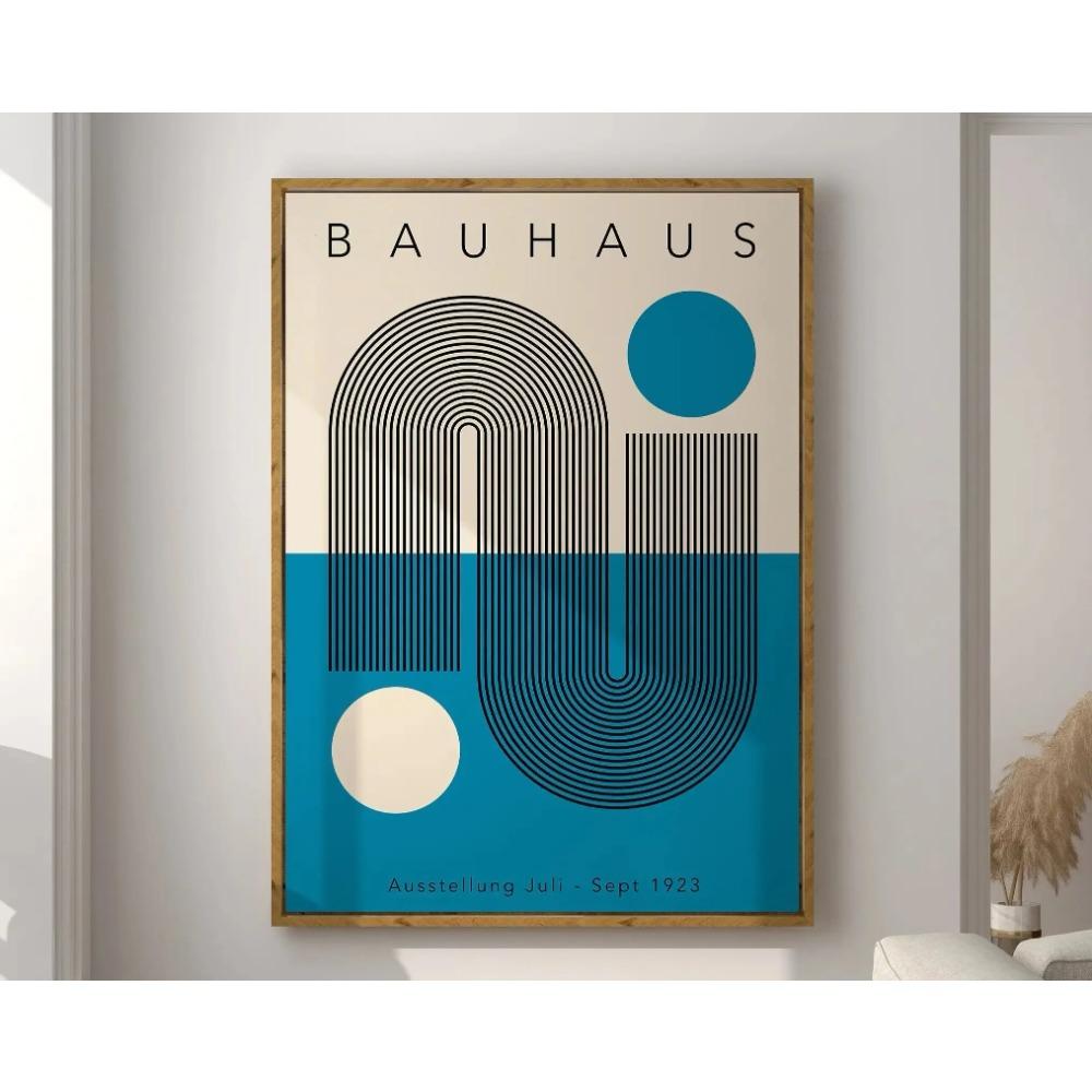Mid Century Bauhaus Poster Geometric Wall Art Canvas Prints Living Room Bedroom Bright Colourful Artwork for Home Decor