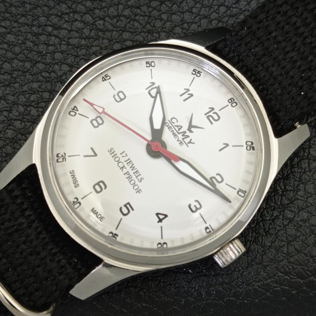 VINTAGE CAMY HAND-WINDING SWISS MENS REFURBISHED WHITE DIAL WATCH A500011-2 R151a-a500011