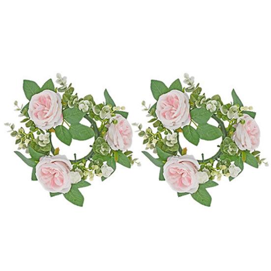 2Pcs Candlestick Garland Realistic Simulation Rose Wreath Candle Holder Garland for Home Wedding Decoration Adult Sex Wear