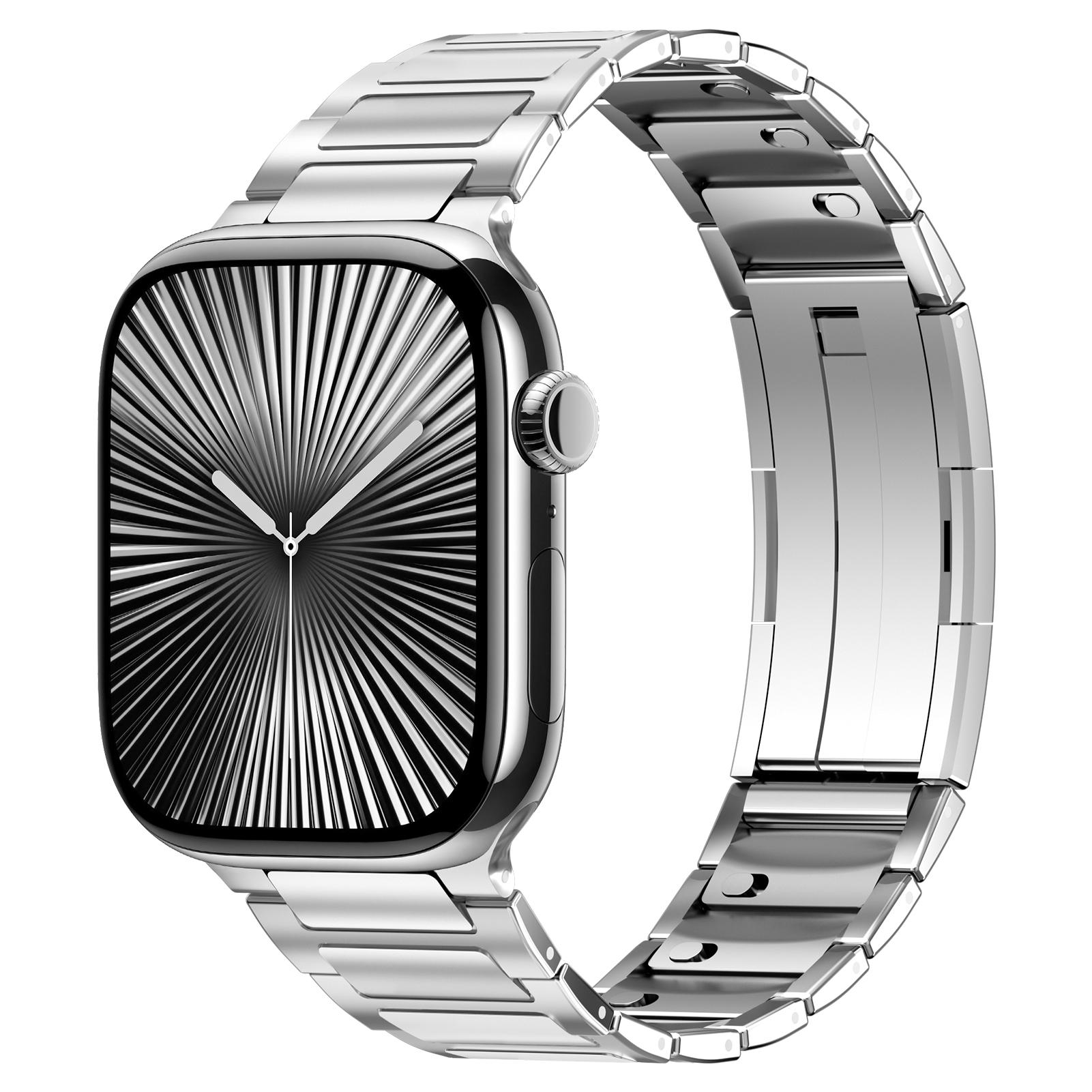 

Straps For Apple Watch Band 44mm 46mm 45mm 40mm 49mm 41mm 42mm 38mm Stainless Steel Bracelet iwatch Series 10 9 8 7 6 SE ultra 2 S10 42-38 40 41mm серебряный