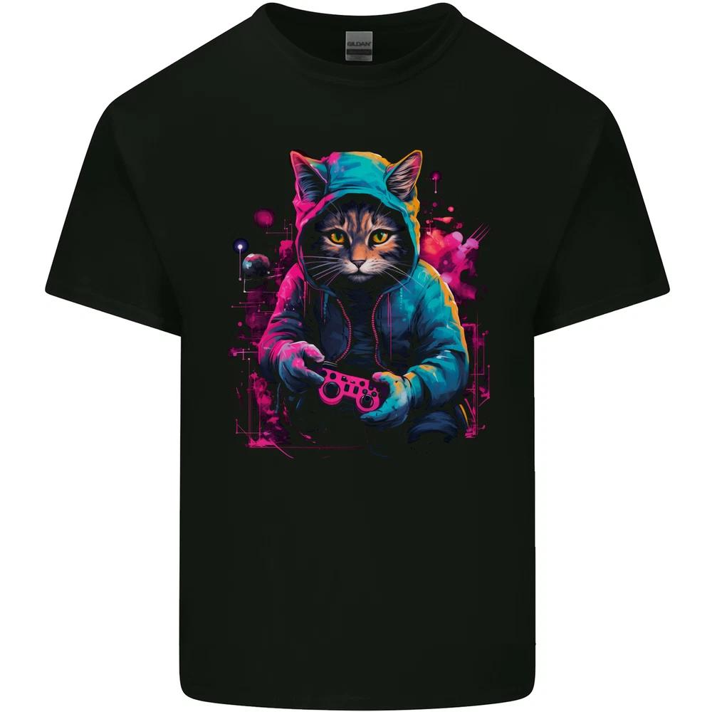 Gaming Cat Cool Gamer Video Games Unisexs Light Cotton TShirt S