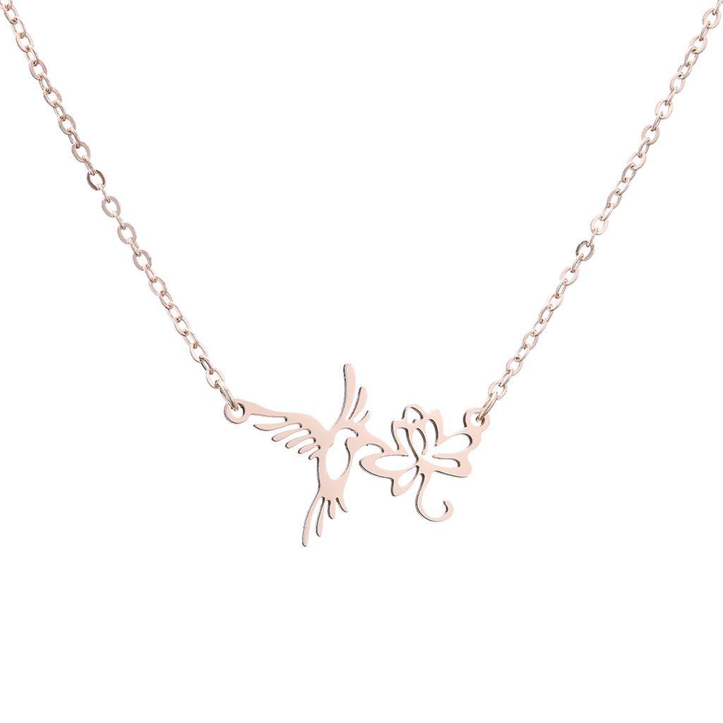 Kinitial Animal Swallow Birds Necklace Stainless Steel Hummingbird Necklaces & Pendants Clavicle Chain Necklace collare Jewelry