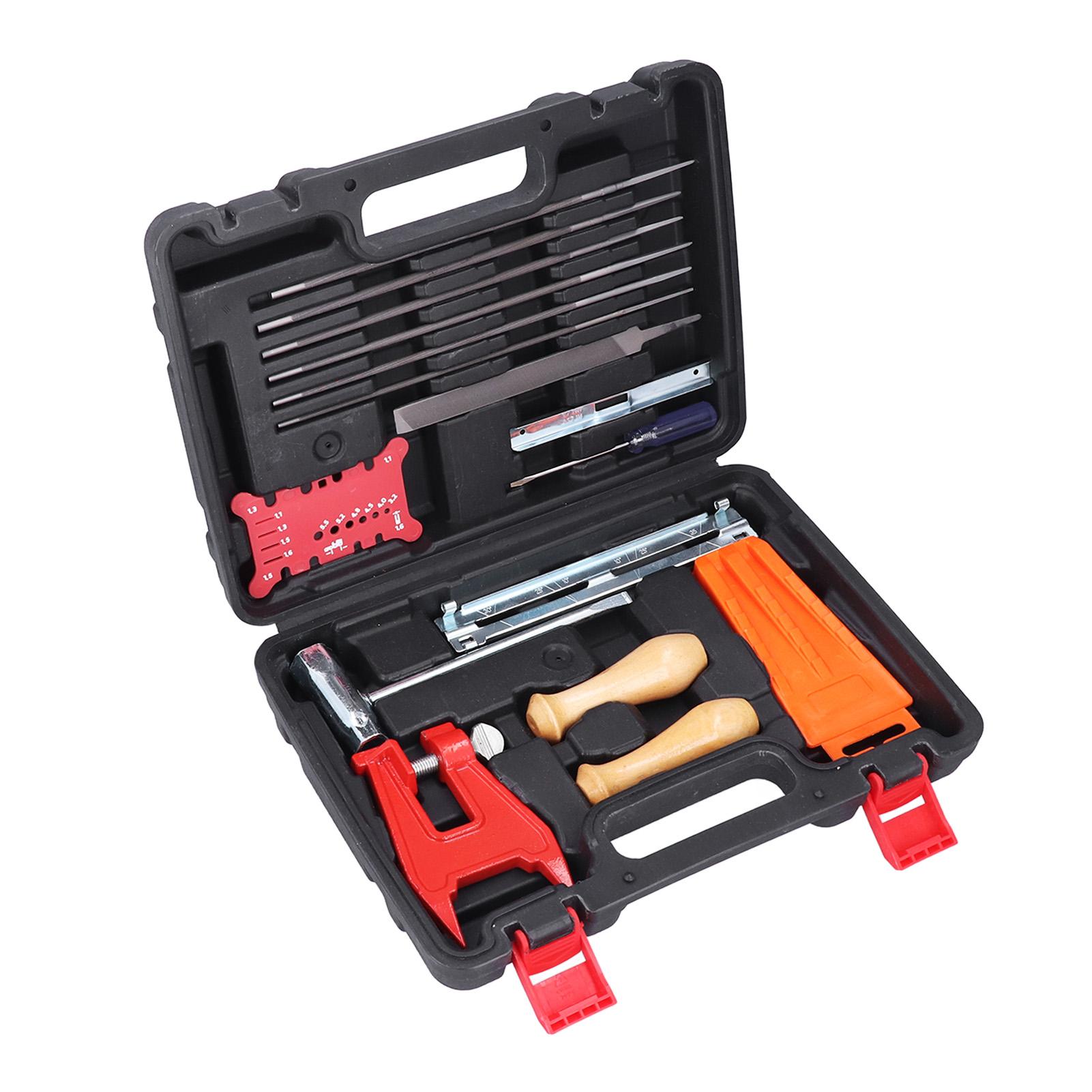 

16PCS Chainsaw Chain Sharpening Kit Flat Round Files Handles Felling Wedge Set