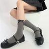 Ballett Elegante Samt Over-the-Calf Lange Socken für Damen Mädchen Süße Band Schleife Einfarbig Oberschenkelhohe Strümpfe
