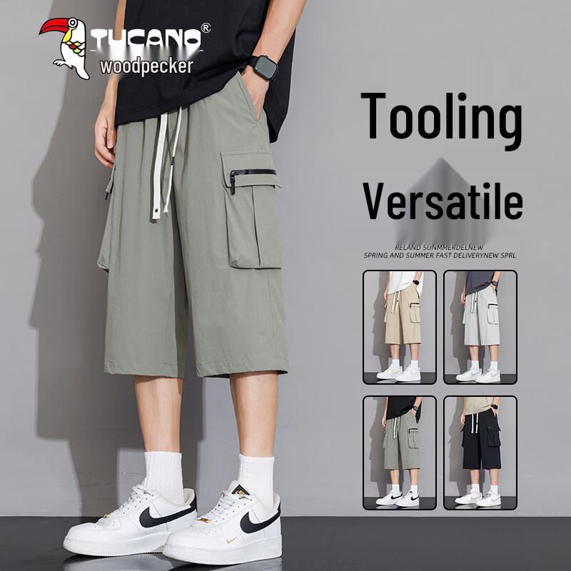 TUCANO Men s Ice Silk Breathable Cargo Capri Shorts M