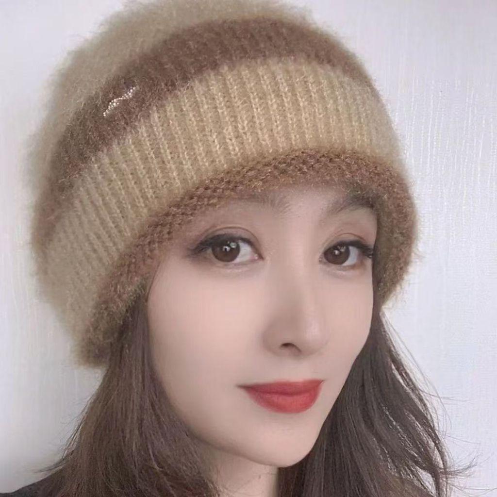 Womens Fashionable Double Pile Knitted Hat With No Brim Warm Headwear For Cold Seasons