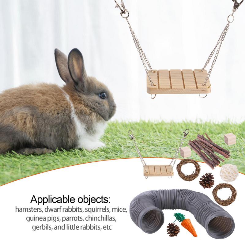 Hamster Chew Toy Set Natural Wooden Hamster Toys And Accessories For Cage Guinea Pig 11Pcs Chew Toy Teeth Small Animal Toy