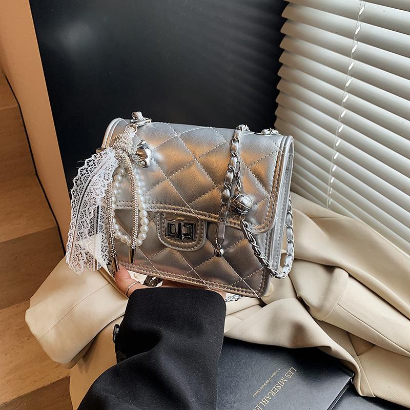 Modische Diamantenkette Kleine quadratische Tasche Damen Leichter Luxus Temperament Vielseitige High-End Umhängetasche