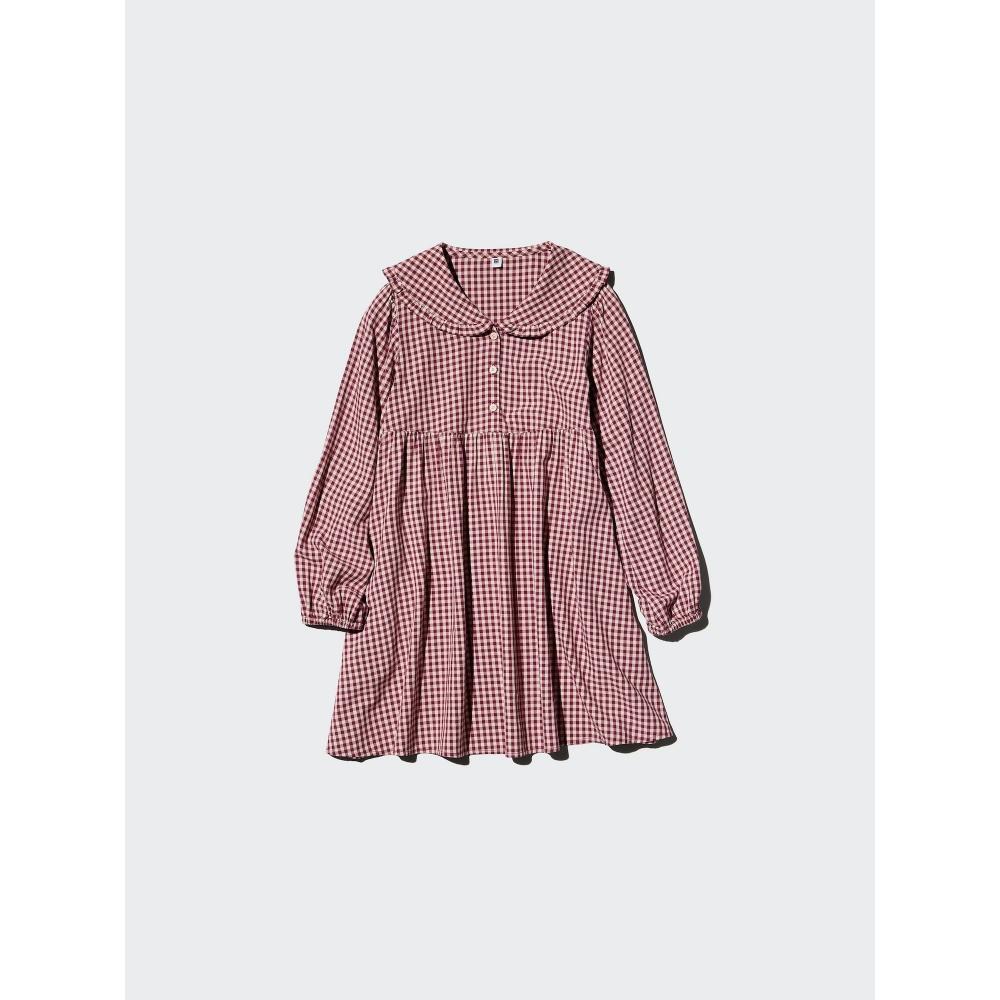 Uniqlo Girls Check Dress  Long Sleeve 