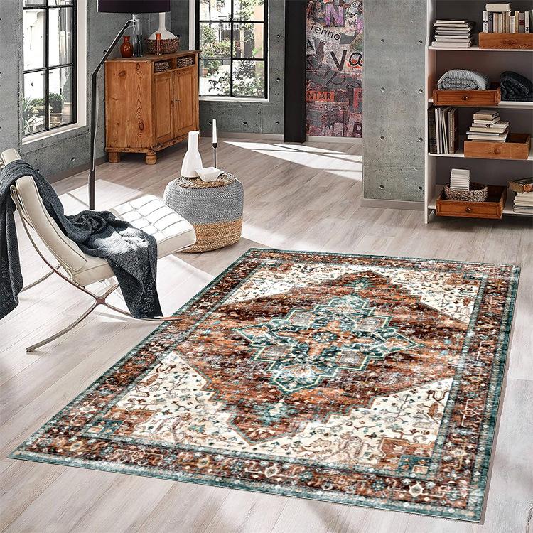 Klassisk Europeisk Tryckt Matta för Vardagsrum Heminredning Sovrum Kök Halkfria Mattor Områdesgolvmatta Tvättbara Mattor