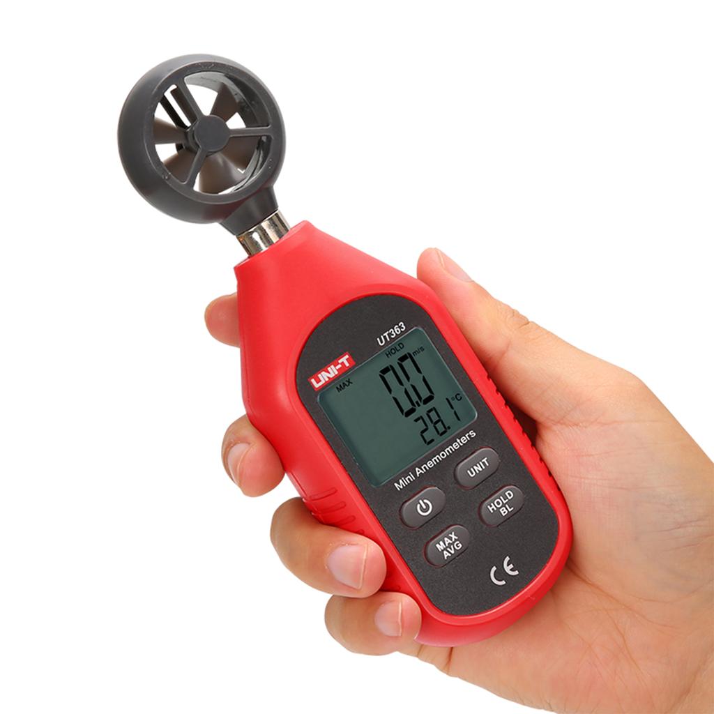 UNI-T UT363 Mini Anemometro Digitale Portatile Misurazione della Velocità del Vento Tester della Temperatura Display LCD