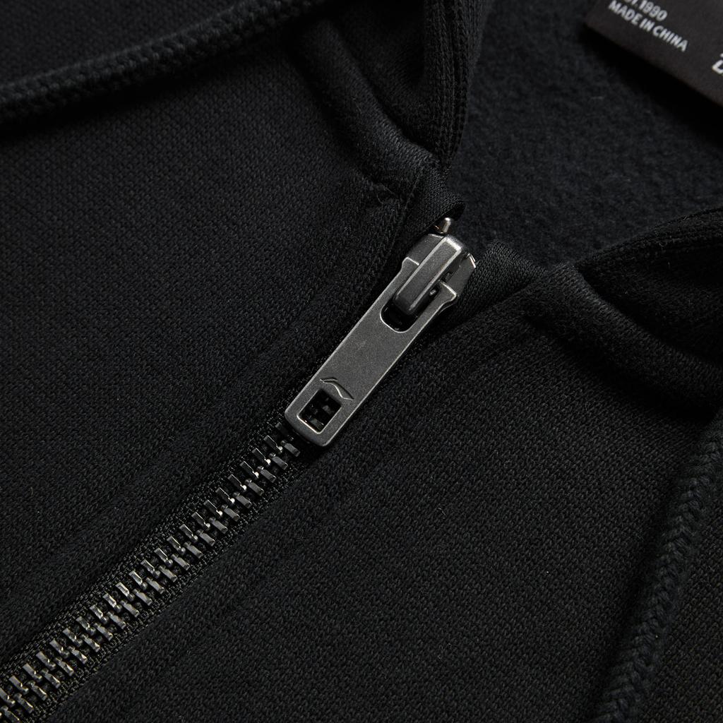 Li Ning Weekend Youth Infrared Warm Antistatic Antibacterial Versatile Casual American Vintage Logo Hooded Fleece Warm Cardigan Sweatshirt AWDUA11-6