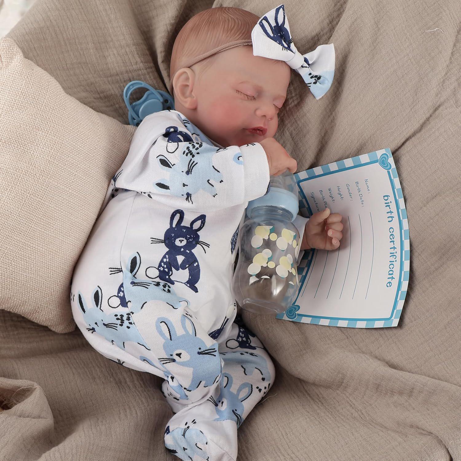 

Изысканная расписанная вручную кукла-реборн из сине-белого фарфора 18 inch