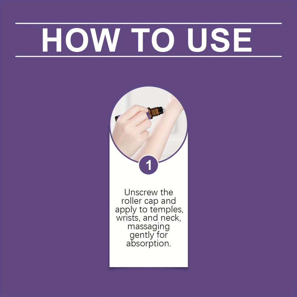 Lavender Fragrance Essential Oil Roller Bottle, Refreshing and Portable Plant Body Care Fragrance Ball Enriched with Niacinamide & Centella Asiatica