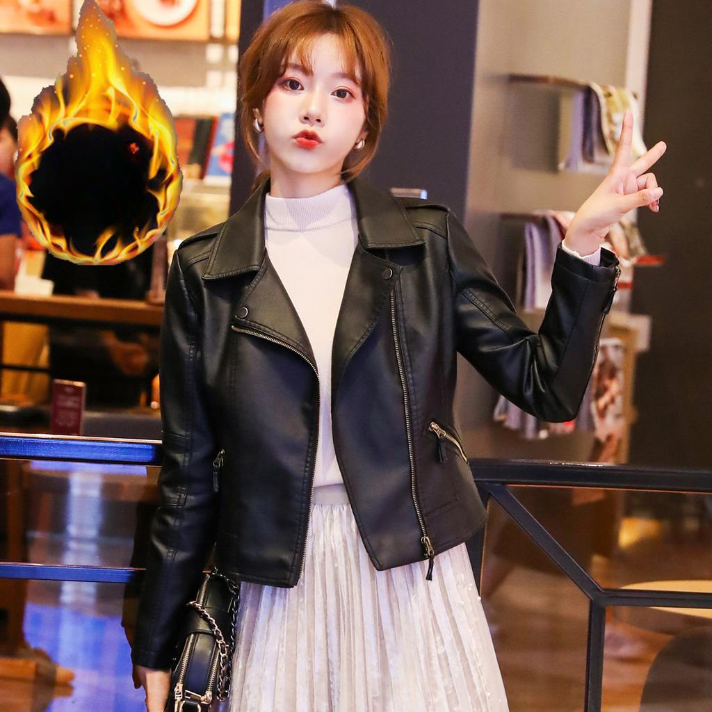 Neue Damen Leder Motorradjacke kurz schlank schlanker Mantel