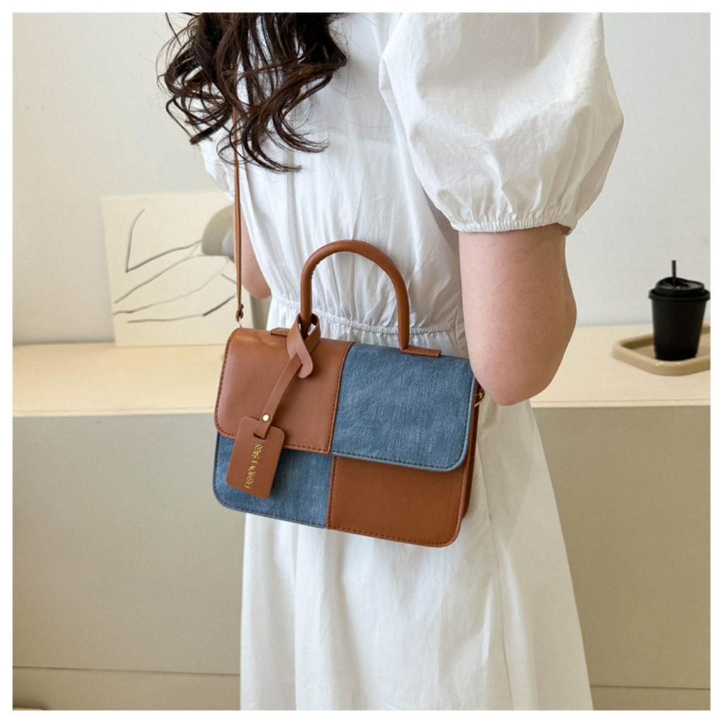 Small Square Bag with Niche Design Splicing and Contrasting Colors, Women's Daily Wear with Crossbody Bags and Fashionable Single Shoulder Bags