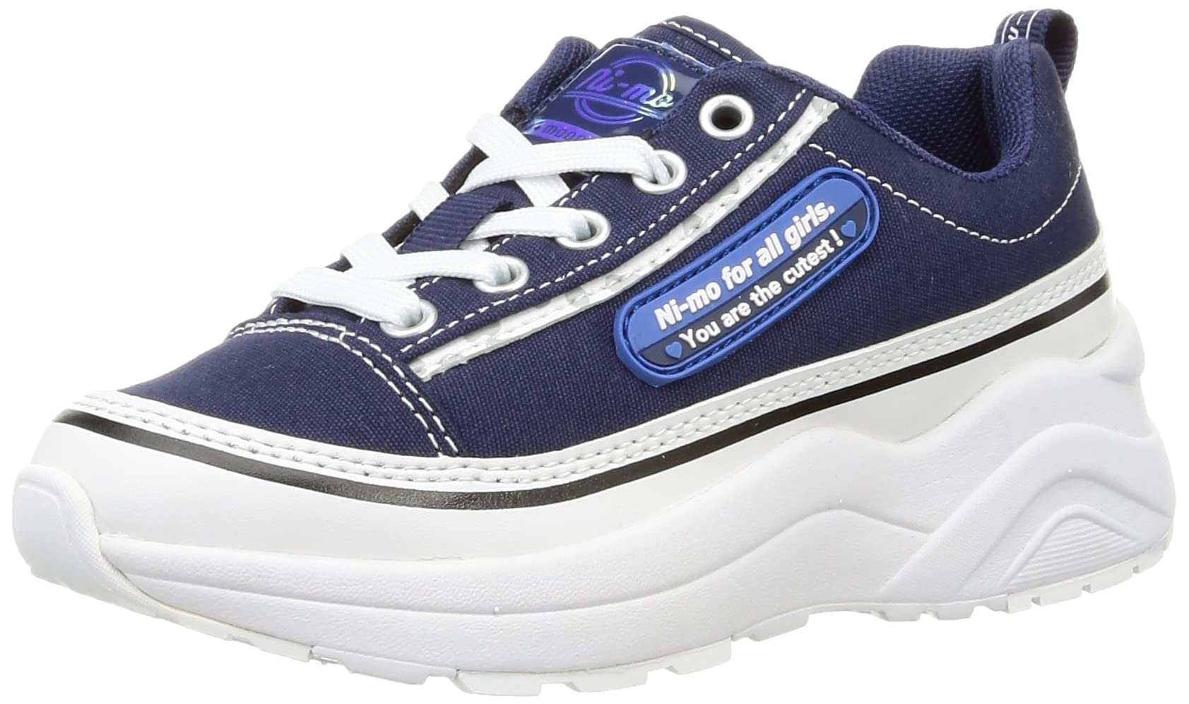 

Кроссовки с толстой красивой подошвой для девочек и NM 2E [Moonstar], ноги, 19-24.5 см, детские, J067, темно-синие, 19.0 см,