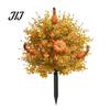 Harvest Themed Lawn Ornament Fall Pumpkin Topiary Trees with Stakes, Artificial Autumn Eucalyptus Leaf Gourd Weather Resistant Garden Walk Stakes