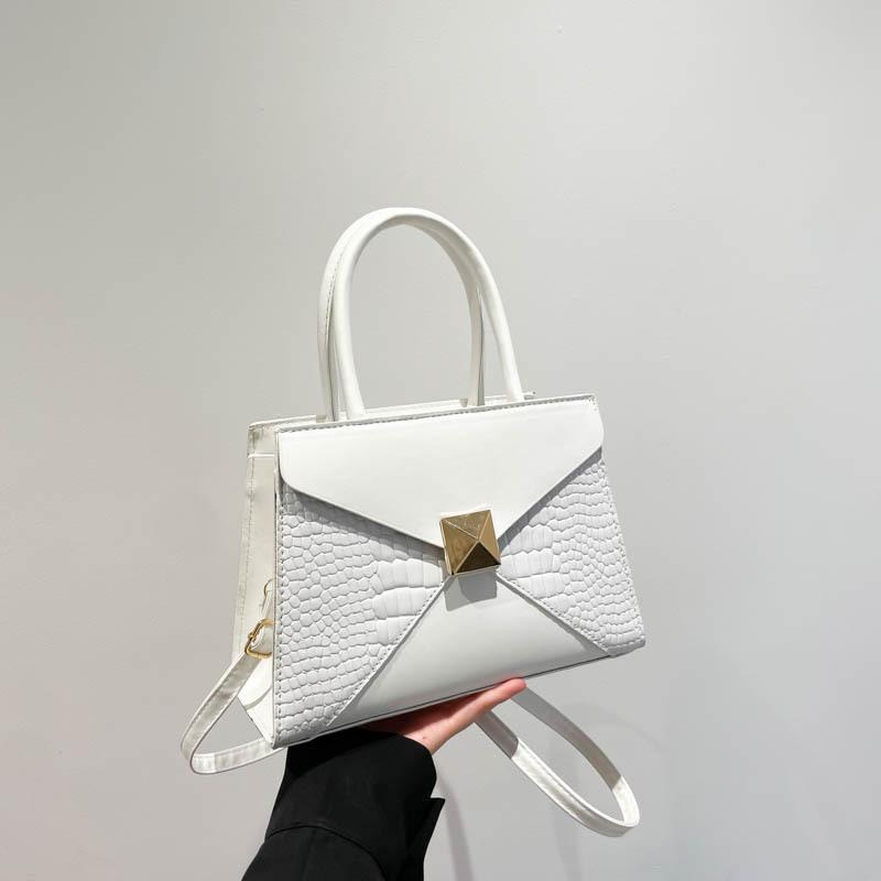 New Solid Color Crocodile Pattern Autumn Casual Fashion Splicing Large Capacity Shoulder Crossbody Handbag