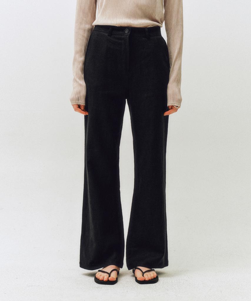 CITTA Classic Loose Fit Linen Bootcut Pants_Ctb546 (Black)