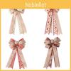 Premium Quality Double Layer Burlap Bow For Christmas Tree Decoration With Leaf And Snowflake