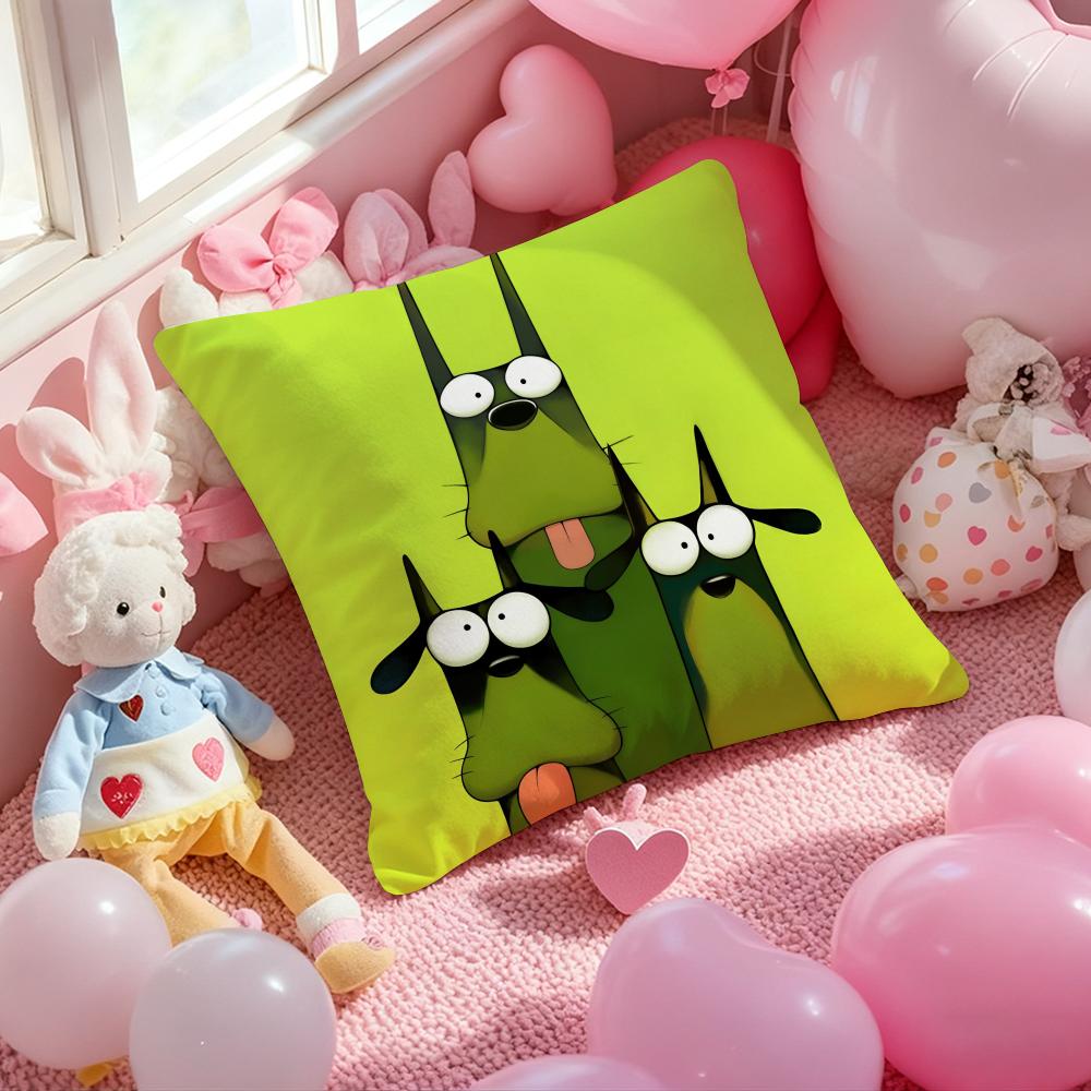 

Funny creative cartoon Doberman Cushion Cover Pattern Printed Pillowcase for Living Room Sofa Cushion Cover & Bedroom Decor 12x12Inch