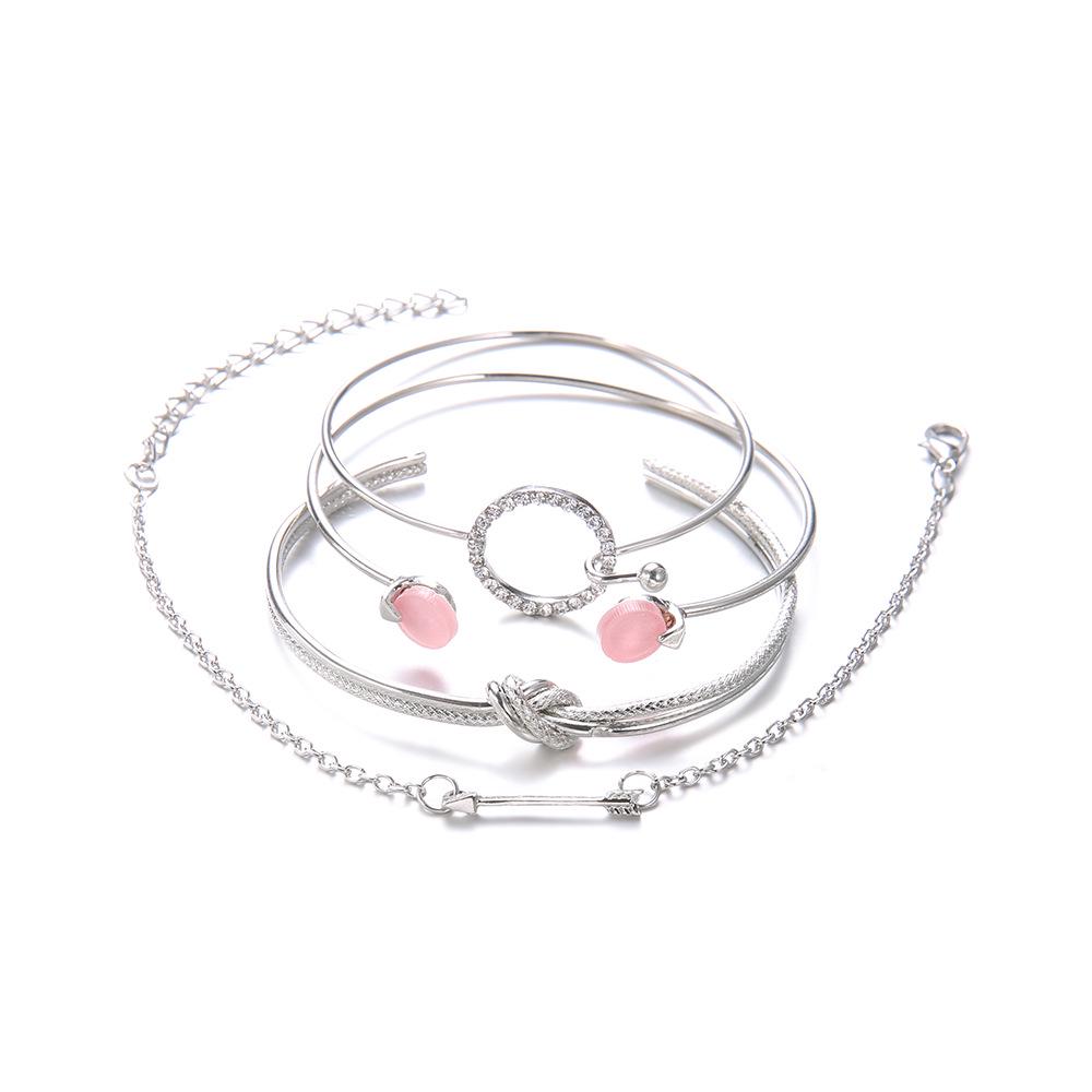 Simple Style Simple Female Personality Knotted Ring Circle Diamond-Encrusted Arrow Bracelet Bracelet Four-Piece Set Bracelet